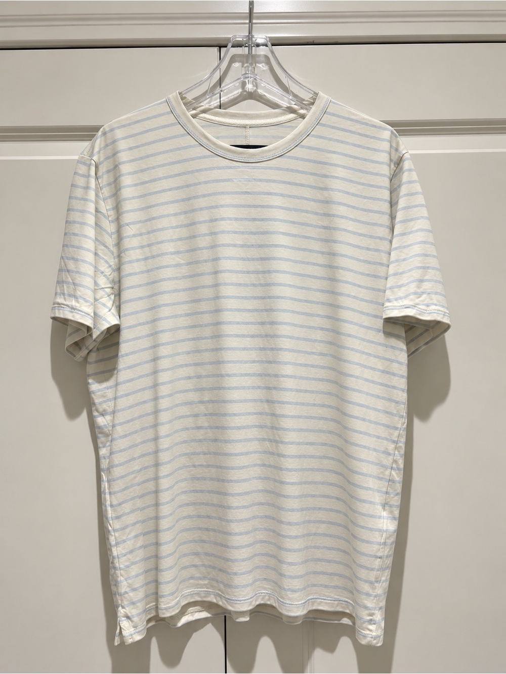 NWT RAG & BONE [$128] Cream and Light Blue Striped Short Sleeve Tee